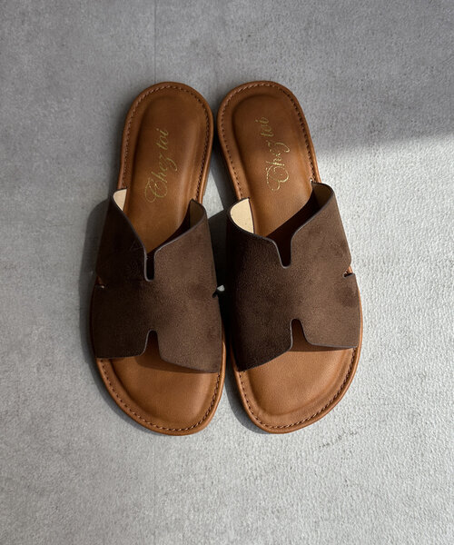 idee fixe フラットサンダル STYLEBLOCK サンダル 編み込みデザインPUレザーフラットサンダル