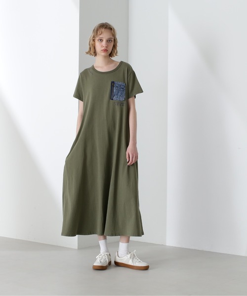 AVIREX(アヴィレックス)の「DENIM POCKET FLARE ONEPICE/デニム ポケット フレア ワンピース(ワンピース・レディース・レッド/ブラック/オリーブ/ブルー/パープル・F)」の9枚目の写真