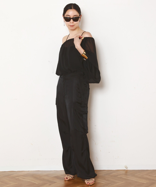 AP STUDIO（エーピーストゥディオ）の「サテンジョーゼットキャミソール（キャミソール・レディース・ブラック・FREE）」の3枚目の写真