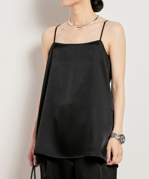 AP STUDIO（エーピーストゥディオ）の「サテンジョーゼットキャミソール（キャミソール・レディース・ブラック・FREE）」の5枚目の写真