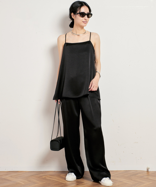 AP STUDIO（エーピーストゥディオ）の「サテンジョーゼットキャミソール（キャミソール・レディース・ブラック・FREE）」の7枚目の写真