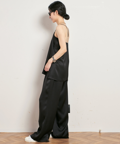 AP STUDIO（エーピーストゥディオ）の「サテンジョーゼットキャミソール（キャミソール・レディース・ブラック・FREE）」の8枚目の写真