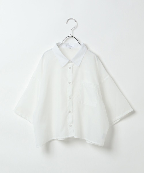 GLOBAL WORK（グローバルワーク）の「イージーDRYシアーシャツ半袖/452263（シャツ/ブラウス・キッズ・オフホワイト/チェック/パープル/グリーン/ブルー系その他・130cm/140cm/150cm/160cm）」の6枚目の写真