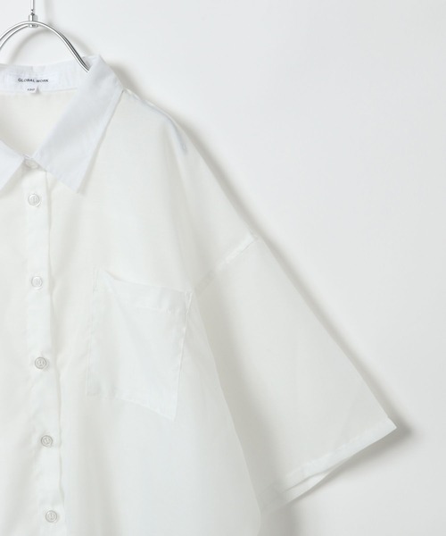GLOBAL WORK（グローバルワーク）の「イージーDRYシアーシャツ半袖/452263（シャツ/ブラウス・キッズ・オフホワイト/チェック/パープル/グリーン/ブルー系その他・130cm/140cm/150cm/160cm）」の9枚目の写真