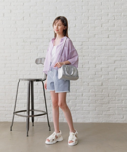 GLOBAL WORK（グローバルワーク）の「イージーDRYシアーシャツ半袖/452263（シャツ/ブラウス・キッズ・オフホワイト/チェック/パープル/グリーン/ブルー系その他・130cm/140cm/150cm/160cm）」の20枚目の写真