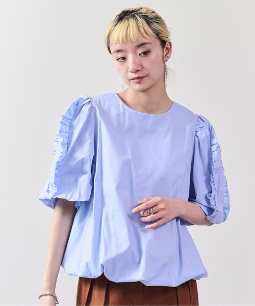 DOLLUPOOPS(ドールアップウップス)の「フリルスリーブブラウス(シャツ/ブラウス・レディース・ネイビー/サックスブルー/オフホワイト・38)」の10枚目の写真