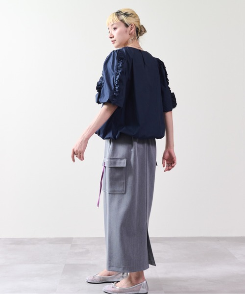 DOLLUPOOPS(ドールアップウップス)の「フリルスリーブブラウス(シャツ/ブラウス・レディース・ネイビー/サックスブルー/オフホワイト・38)」の8枚目の写真