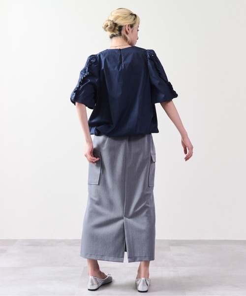 DOLLUPOOPS(ドールアップウップス)の「フリルスリーブブラウス(シャツ/ブラウス・レディース・ネイビー/サックスブルー/オフホワイト・38)」の9枚目の写真