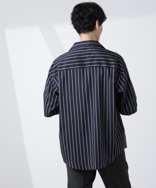 ナノユニバース播州織　ネイビー長袖シャツ #ofuji412 セール】｢N shirt｣Anti Soaked(R) 汗染み防止セミワイドカラー