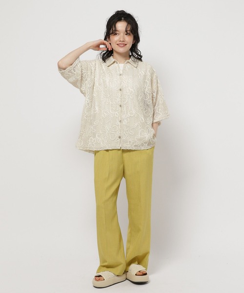 niko and...（ニコアンド）の「コード刺繍メッシュシャツ（シャツ/ブラウス・レディース・ブラック/オフホワイト/グリーン・FREE）」の8枚目の写真