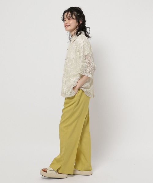 niko and...（ニコアンド）の「コード刺繍メッシュシャツ（シャツ/ブラウス・レディース・ブラック/オフホワイト/グリーン・FREE）」の9枚目の写真