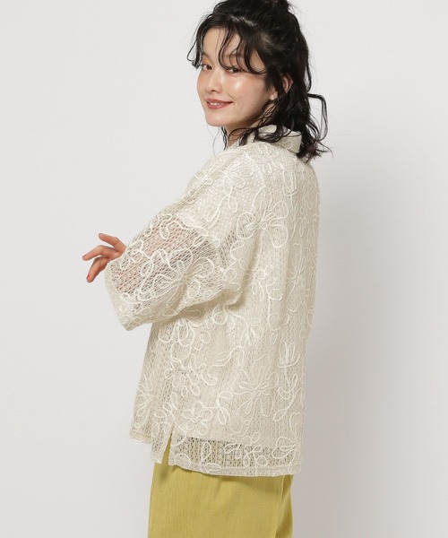 niko and...（ニコアンド）の「コード刺繍メッシュシャツ（シャツ/ブラウス・レディース・ブラック/オフホワイト/グリーン・FREE）」の10枚目の写真