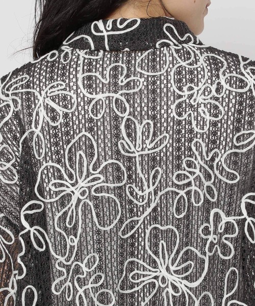 niko and...（ニコアンド）の「コード刺繍メッシュシャツ（シャツ/ブラウス・レディース・ブラック/オフホワイト/グリーン・FREE）」の17枚目の写真