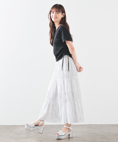 Honeys（ハニーズ）の「脇ドロストトップス（Tシャツ/カットソー・レディース・ホワイト×ブラック/ブラック/ホワイト/ボルドー・L/S/M）」の7枚目の写真
