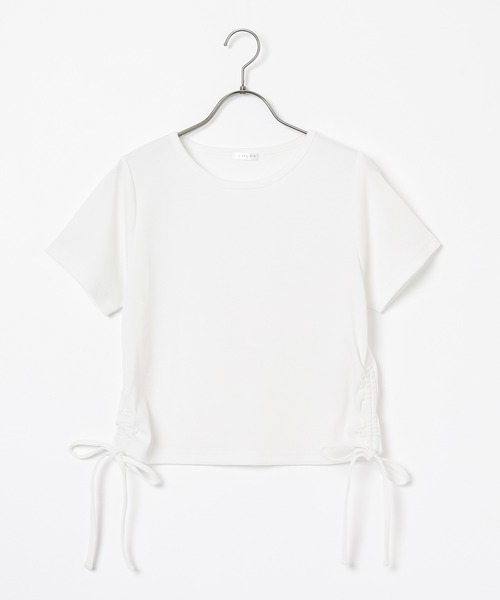Honeys（ハニーズ）の「脇ドロストトップス（Tシャツ/カットソー・レディース・ホワイト×ブラック/ブラック/ホワイト/ボルドー・L/S/M）」の14枚目の写真