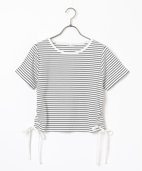 Honeys（ハニーズ）の「脇ドロストトップス（Tシャツ/カットソー・レディース・ホワイト×ブラック/ブラック/ホワイト/ボルドー・L/S/M）」の20枚目の写真