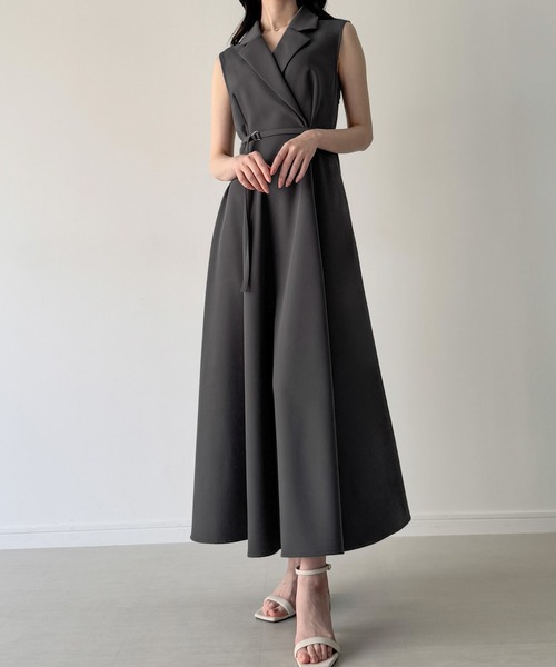 YUKARA　ユカラ　ノースリーブワンピース ubasoku ワンピース 体型カバー 肩・脇共地釦開閉式 脇ポケット