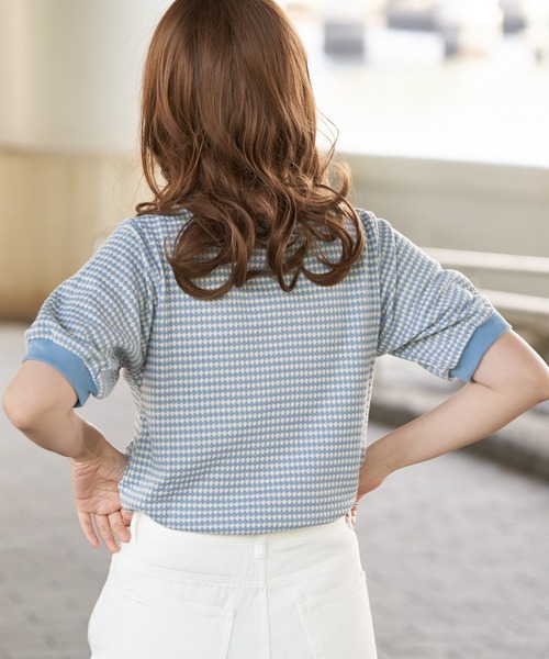VENCEEXCHANGE（ヴァンスエクスチェンジ）の「レトロ柄ジャガードカットソー（Tシャツ/カットソー・レディース・ベージュ/オレンジ/ライトブルー・M/L）」の8枚目の写真