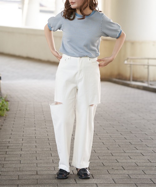 VENCEEXCHANGE（ヴァンスエクスチェンジ）の「レトロ柄ジャガードカットソー（Tシャツ/カットソー・レディース・ベージュ/オレンジ/ライトブルー・M/L）」の14枚目の写真