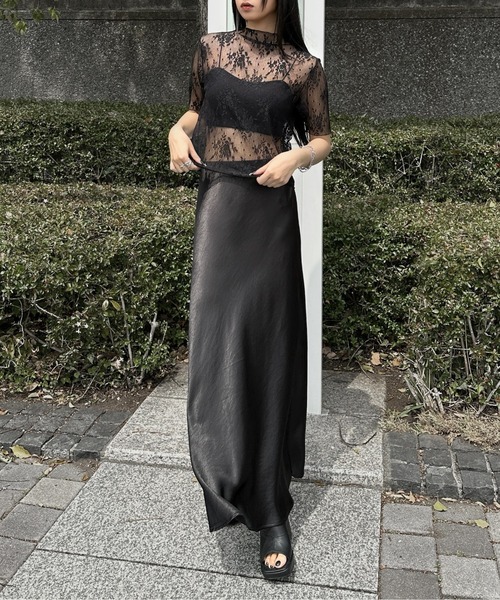 LVEU.(ラブユ.)の「【LVEU.】メロウレースシアートップス / トップス カットソー シアー レース 半袖 メロウ メロー クロップド ショート 花柄 フラワー レイヤード ブラック ZOZOTOWN限定(Tシャツ/カットソー・レディース・ブラック・FREE)」の11枚目の写真