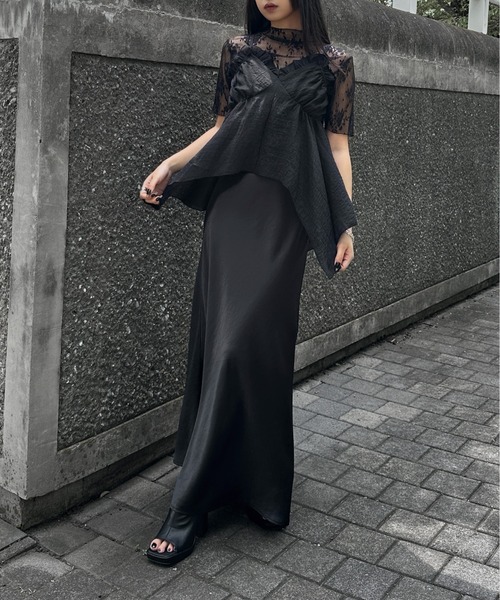 LVEU.(ラブユ.)の「【LVEU.】メロウレースシアートップス / トップス カットソー シアー レース 半袖 メロウ メロー クロップド ショート 花柄 フラワー レイヤード ブラック ZOZOTOWN限定(Tシャツ/カットソー・レディース・ブラック・FREE)」の9枚目の写真