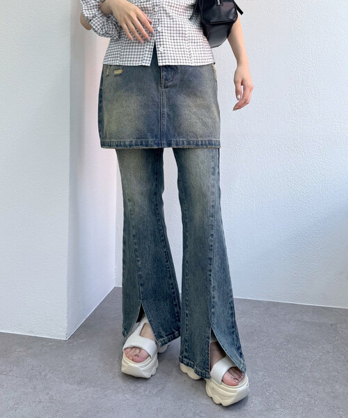 mline]スリットフレアデニム（デニムパンツ）｜mline（エムライン）の