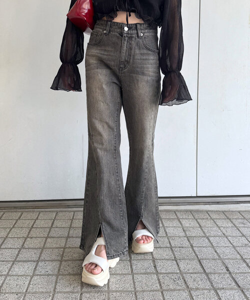 mline ヴィンテージフレアデニム セール】[mline]ヴィンテージフレアデニム（デニムパンツ