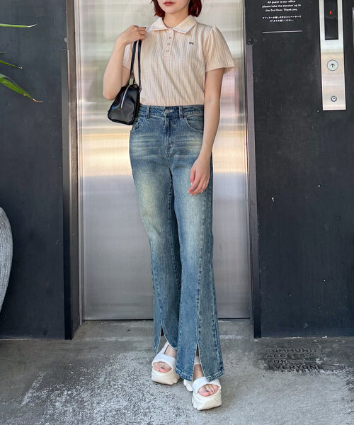 mline]スリットフレアデニム（デニムパンツ）｜mline（エムライン）の