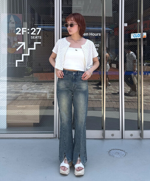 mline]スリットフレアデニム（デニムパンツ）｜mline（エムライン）の