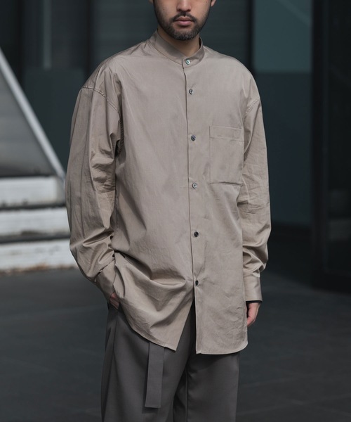 ATTACHMENT（アタッチメント）の「140/2 ギザブロード バンドカラー L/S SHIRT / 140/2 GIZA BROAD BANDCOLLAR L/S SHIRT（シャツ/ブラウス・メンズ・ブラック/キャメル/ライトグリーン/ホワイト・2/1/3）」の4枚目の写真