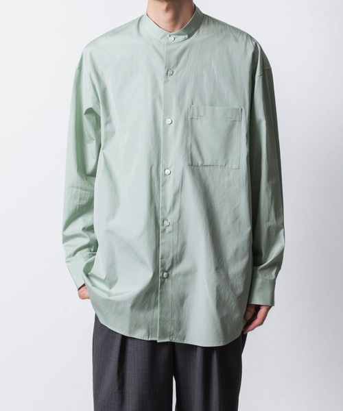 ATTACHMENT（アタッチメント）の「140/2 ギザブロード バンドカラー L/S SHIRT / 140/2 GIZA BROAD BANDCOLLAR L/S SHIRT（シャツ/ブラウス・メンズ・ブラック/キャメル/ライトグリーン/ホワイト・2/1/3）」の3枚目の写真