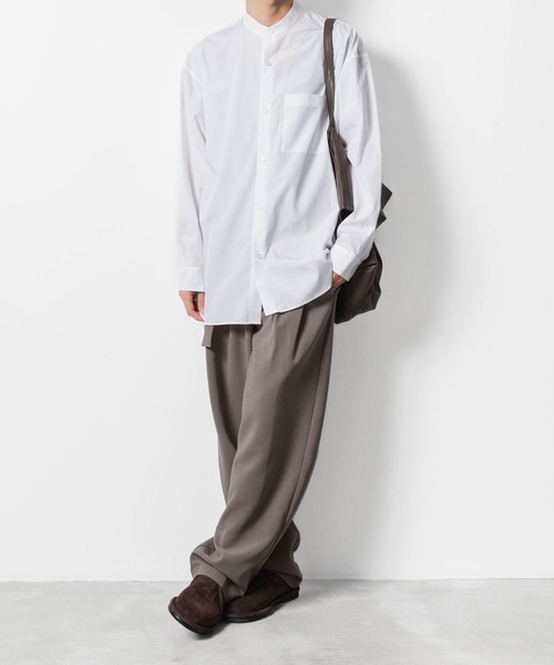 ATTACHMENT（アタッチメント）の「140/2 ギザブロード バンドカラー L/S SHIRT / 140/2 GIZA BROAD BANDCOLLAR L/S SHIRT（シャツ/ブラウス・メンズ・ブラック/キャメル/ライトグリーン/ホワイト・2/1/3）」の14枚目の写真