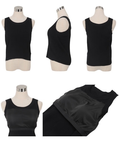 KOBE LETTUCE（コウベレタス）の「カップ付きアメリカンスリーブニットトップス（タンクトップ・レディース・ベージュ×ブラック/ホワイト×ブラック/ブラック/ブラック×ホワイト/ブラウン・M）」の16枚目の写真