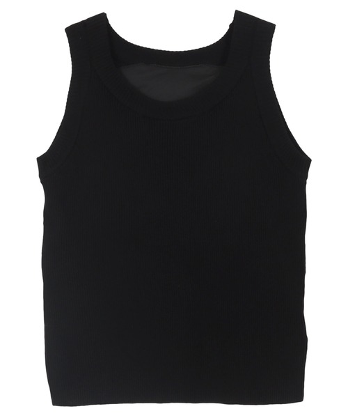 KOBE LETTUCE（コウベレタス）の「カップ付きアメリカンスリーブニットトップス（タンクトップ・レディース・ベージュ×ブラック/ホワイト×ブラック/ブラック/ブラック×ホワイト/ブラウン・M）」の19枚目の写真