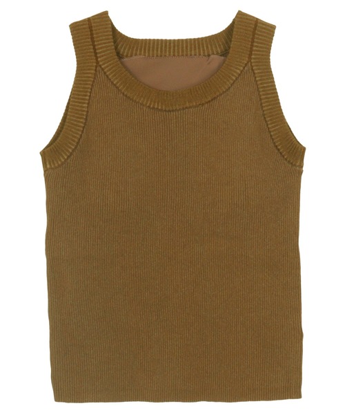 KOBE LETTUCE（コウベレタス）の「カップ付きアメリカンスリーブニットトップス（タンクトップ・レディース・ベージュ×ブラック/ホワイト×ブラック/ブラック/ブラック×ホワイト/ブラウン・M）」の21枚目の写真