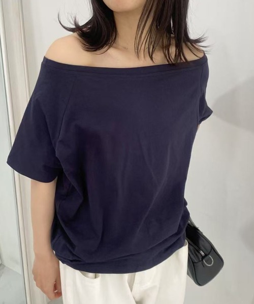 mebole（メボレ）の「シンプルワンショルダートップス（Tシャツ/カットソー・レディース・ネイビー/チャコールグレー/グレー/ブラック・FREE）」の4枚目の写真