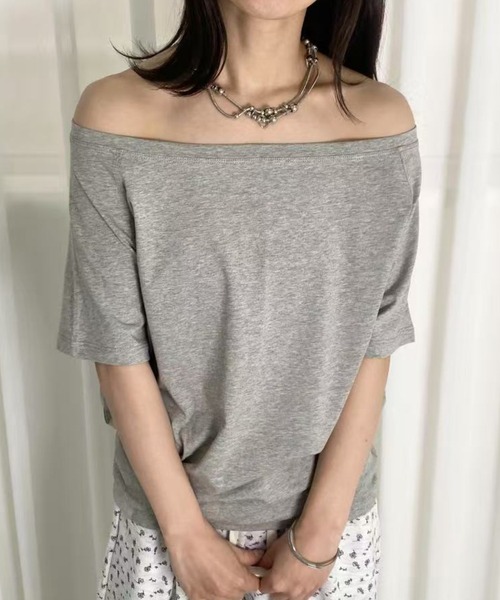 mebole（メボレ）の「シンプルワンショルダートップス（Tシャツ/カットソー・レディース・ネイビー/チャコールグレー/グレー/ブラック・FREE）」の3枚目の写真