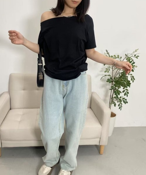 mebole（メボレ）の「シンプルワンショルダートップス（Tシャツ/カットソー・レディース・ネイビー/チャコールグレー/グレー/ブラック・FREE）」の11枚目の写真
