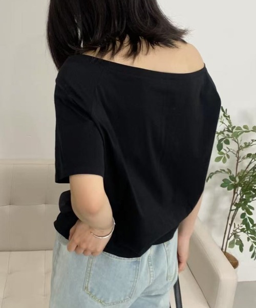 mebole（メボレ）の「シンプルワンショルダートップス（Tシャツ/カットソー・レディース・ネイビー/チャコールグレー/グレー/ブラック・FREE）」の10枚目の写真