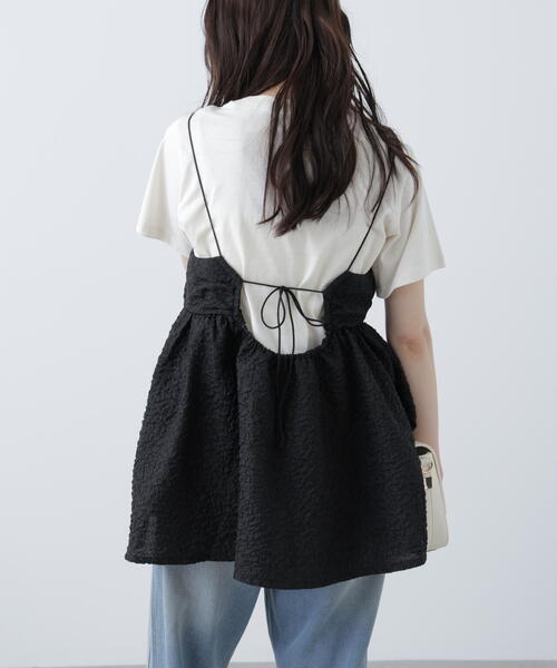 FREE'S MART（フリーズマート）の「膨れジャガードキャミビスチェ（キャミソール・レディース・ブラック/ホワイト・FREE）」の6枚目の写真