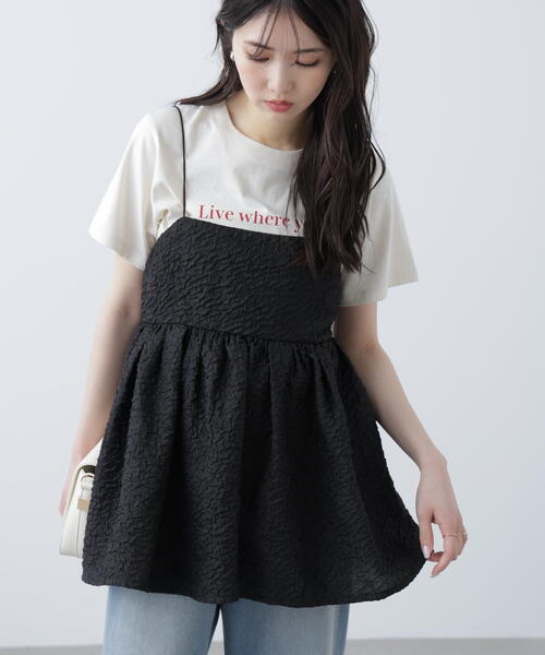 FREE'S MART（フリーズマート）の「膨れジャガードキャミビスチェ（キャミソール・レディース・ブラック/ホワイト・FREE）」の7枚目の写真