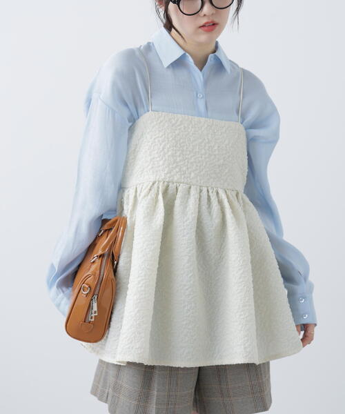 FREE'S MART（フリーズマート）の「膨れジャガードキャミビスチェ（キャミソール・レディース・ブラック/ホワイト・FREE）」の18枚目の写真