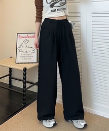 タック入りハイウエストワイドパンツ