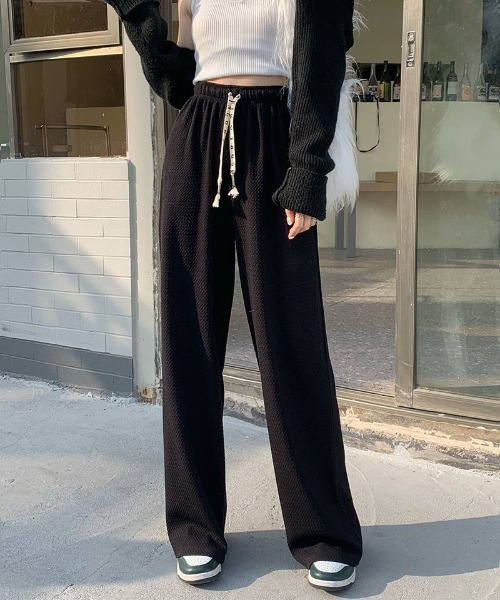 shoppinggo(ショッピングゴー)の「夏服 ワイドパンツ サマーパンツ ストレート(スラックス・レディース・グリーン/ピンク/ベージュ/ブラック・FREE)」の3枚目の写真