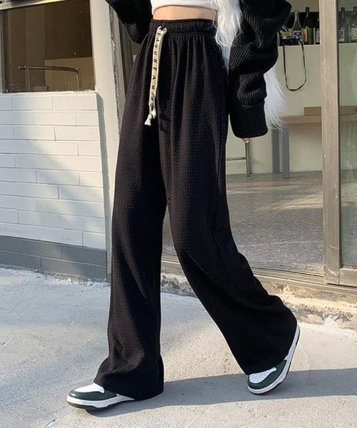 shoppinggo(ショッピングゴー)の「夏服 ワイドパンツ サマーパンツ ストレート(スラックス・レディース・グリーン/ピンク/ベージュ/ブラック・FREE)」の11枚目の写真