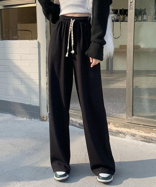 shoppinggo(ショッピングゴー)の「夏服 ワイドパンツ サマーパンツ ストレート(スラックス・レディース・グリーン/ピンク/ベージュ/ブラック・FREE)」の10枚目の写真