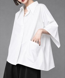 【さらっとした肌触り♪選べる5カラー/S~XLサイズ展開】アシンメトリー半袖クラシックシャツ