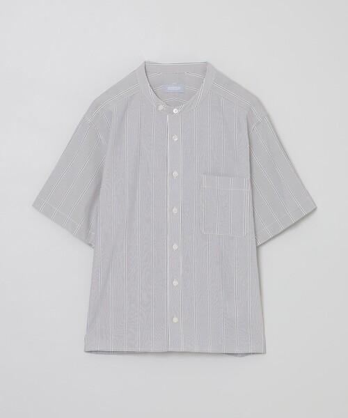 セール】GREY LABEL ストライプバンドカラー半袖シャツ（シャツ