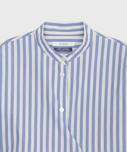 CINOH（チノ）の「FINX COTTON STRIPE SHORT SHIRT（シャツ/ブラウス・レディース・ストライプ・36/38）」の2枚目の写真