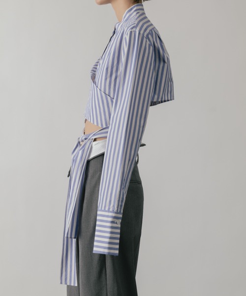 CINOH（チノ）の「FINX COTTON STRIPE SHORT SHIRT（シャツ/ブラウス・レディース・ストライプ・36/38）」の7枚目の写真